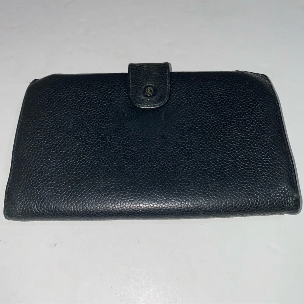 Chanel Black Pebbled Leather Long Bifold Wallet - Picture 11 of 12